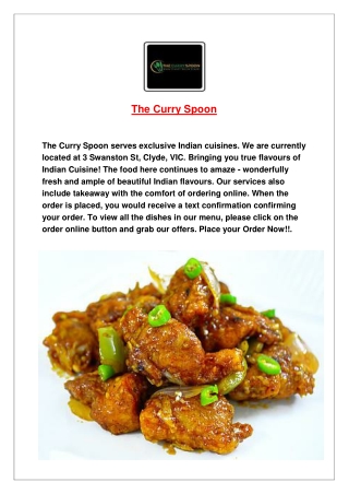 5% Off - The Curry Spoon menu - Indian Restaurant Clyde, VIC