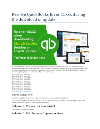 Resolve QuickBooks Error 15xxx during the download of update