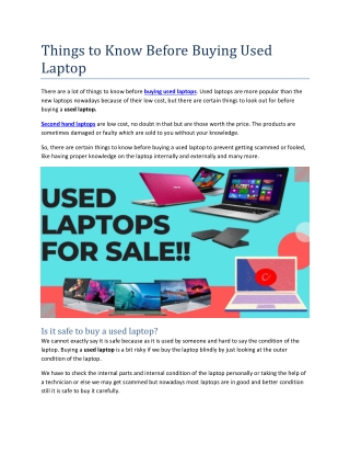 Things to Know Before Buying Used Laptop