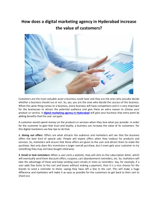 How does a digital marketing agency in Hyderabad increase the value of customers?