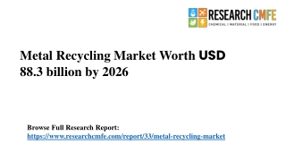 Metal Recycling Market Size Worth USD 88.3 billion by 2026