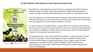 IJC Will Celebrate 12th February as International Journalism Day