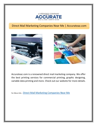 Direct Mail Marketing Companies Near Me | Accurateaz.com