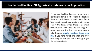 How to find the Best PR Agencies to enhance your Reputation