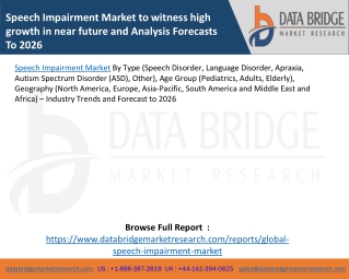 Speech Impairment Market to witness high growth in near future and Analysis Forecasts To 2026