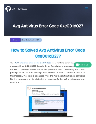 Fix: Avg Antivirus Error Code 0xe001d027