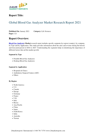 Blood Gas Analyzer Market Research Report 2021