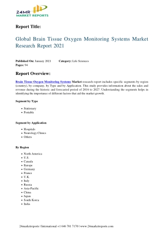 Brain Tissue Oxygen Monitoring Systems Market Research Report 2021