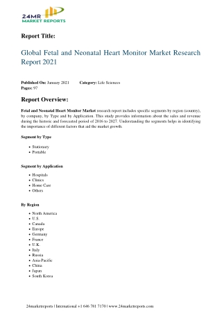 Fetal and Neonatal Heart Monitor Market Research Report 2021