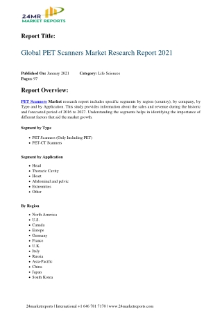 PET Scanners Market Research Report 2021