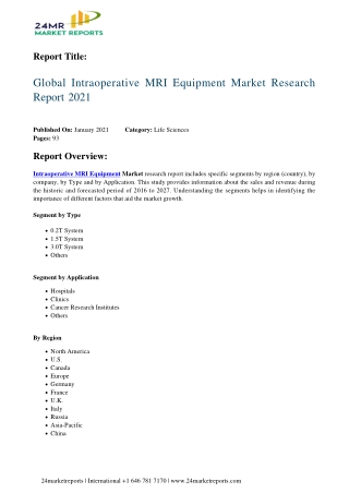 Intraoperative MRI Equipment Market Research Report 2021