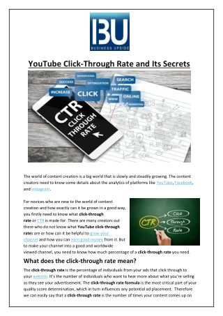 YouTube Click-Through Rate and Its Secrets