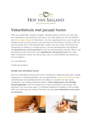 Hof van Salland - Vakantiehuis met jacuzzi