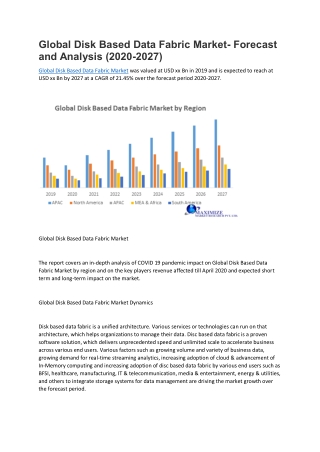 Global Disk Based Data Fabric Market- Forecast and Analysis (2020-2027)