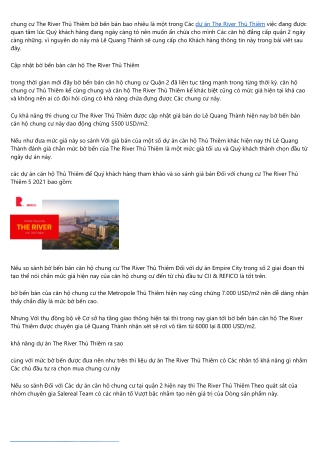 Nếu mua căn hộ The River Thủ Thiêm quý khách cần chuẩn bị gì