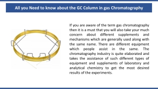 All you Need to know about the GC Column in gas Chromatography