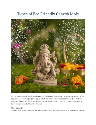 Types of Eco Friendly Ganesh Idols