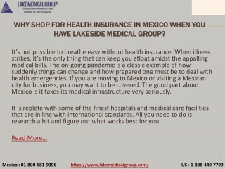 Why Shop for Health Insurance in Mexico When You Have Lakeside Medical Group?