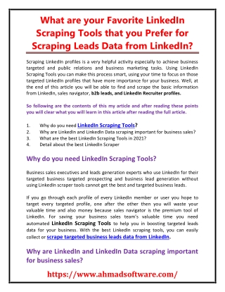 LinkedIn Scraping Tools - LinkedIn Scraper - LinkedIn Email Extractor