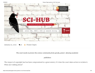 Pranav Gupta opinion on Sci fi hub case