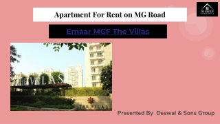 3 BHK Apartments For Rent - Emaar MGF The Villas on Mg Road Gurgaon