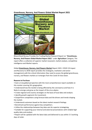 Global Greenhouse, Nursery and Flowers Market Research Report Forecast 2030