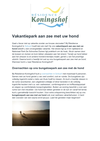 Résidence Koningshof - Vakantiepark aan zee met hond