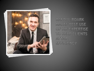 Randal Roark makes best use of his expertise to help clients attain efficiency