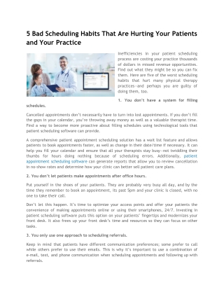 5 Bad Scheduling Habits That Are Hurting Your Patients and Your Practice