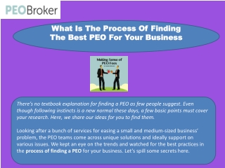 What Is The Process Of Finding The Best PEO For Your Business