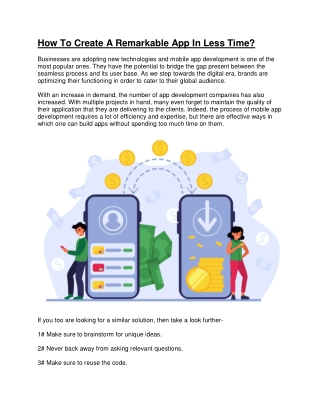 How To Create A Remarkable App In Less Time?