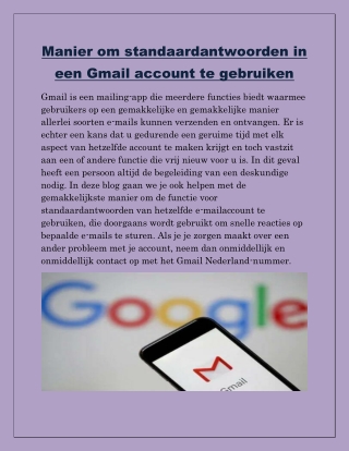 Manier om standaardantwoorden in een Gmail account te gebruiken