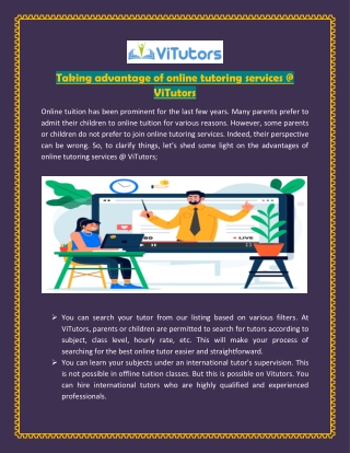 Taking advantage of online tutoring services @ ViTutors