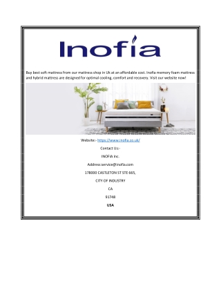 Best Soft Mattress in Uk | Inofia.co.uk