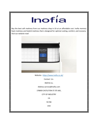 Best Memory Foam Mattress in Uk | Inofia.co.uk