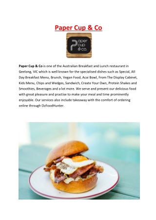 Paper Cup & Co Malop Street geelong, VIC - 5% Off