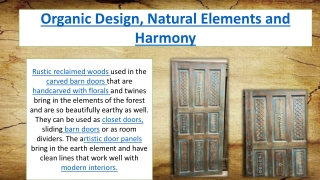 Organic Design, Natural Elements and Harmony