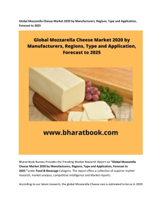 Global Mozzarella Cheese Market Forecast 2025