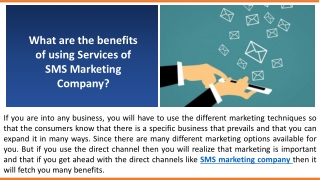 What are the benefits of using Services of SMS Marketing Company