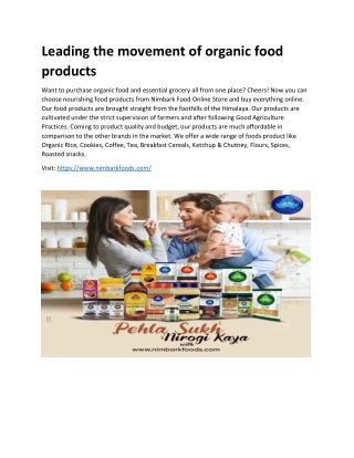 Leading the movement of organic food products