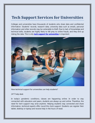 Tech Support Services for Universities
