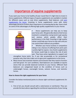 Importance of equine supplements