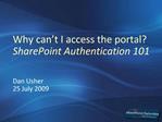 Why can t I access the portal SharePoint Authentication 101