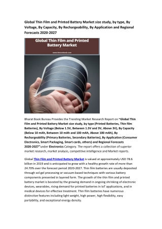 Global Thin Film and Printed Battery Market Research Report 2020-2027
