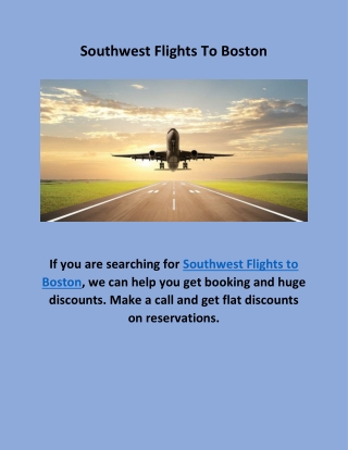 Southwest Flights To Boston