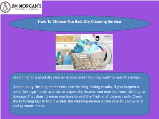 How To Choose The Best Dry Cleaning Service