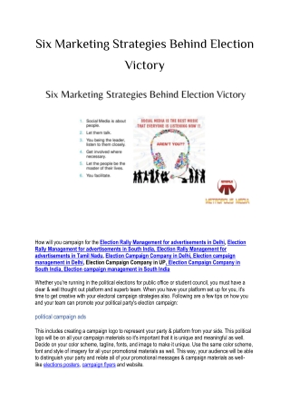 Six Marketing Strategies Behind Election Victory