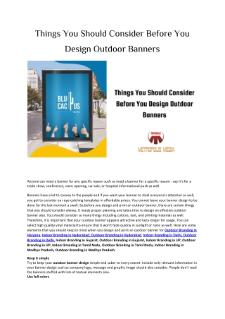 Things You Should Consider Before You Design Outdoor Banners