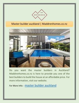 Master builder auckland | Maddrenhomes.co.nz