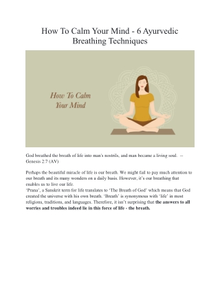 How To Calm Your Mind - 6 Ayurvedic Breathing Techniques | Kama Ayurveda